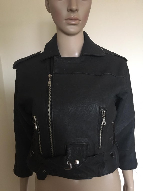 Vintage Punk Ramones Crop Leather Jacket size S