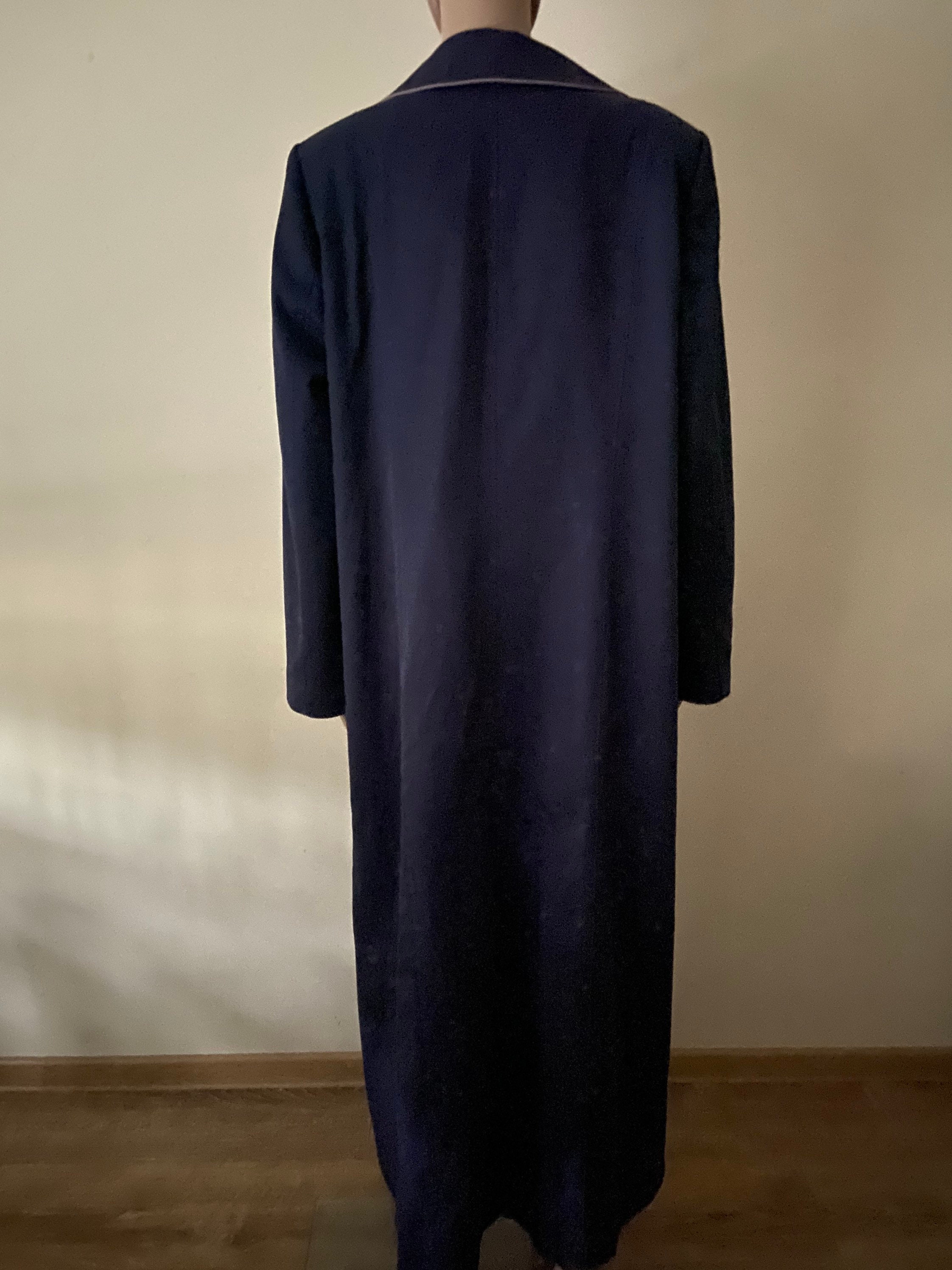 ロング ヴィンテージ ネイビー ブルー コート、サイズ L-XL - Etsy 日本