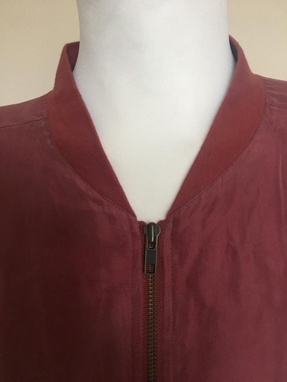 Vintage Men’s Red Silk Bomber Jacket size L - image 3