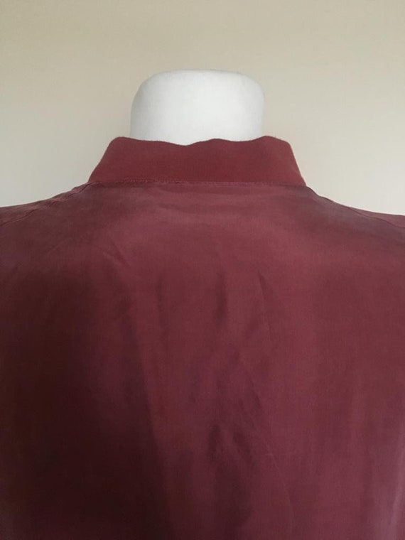 Vintage Men’s Red Silk Bomber Jacket size L - image 9