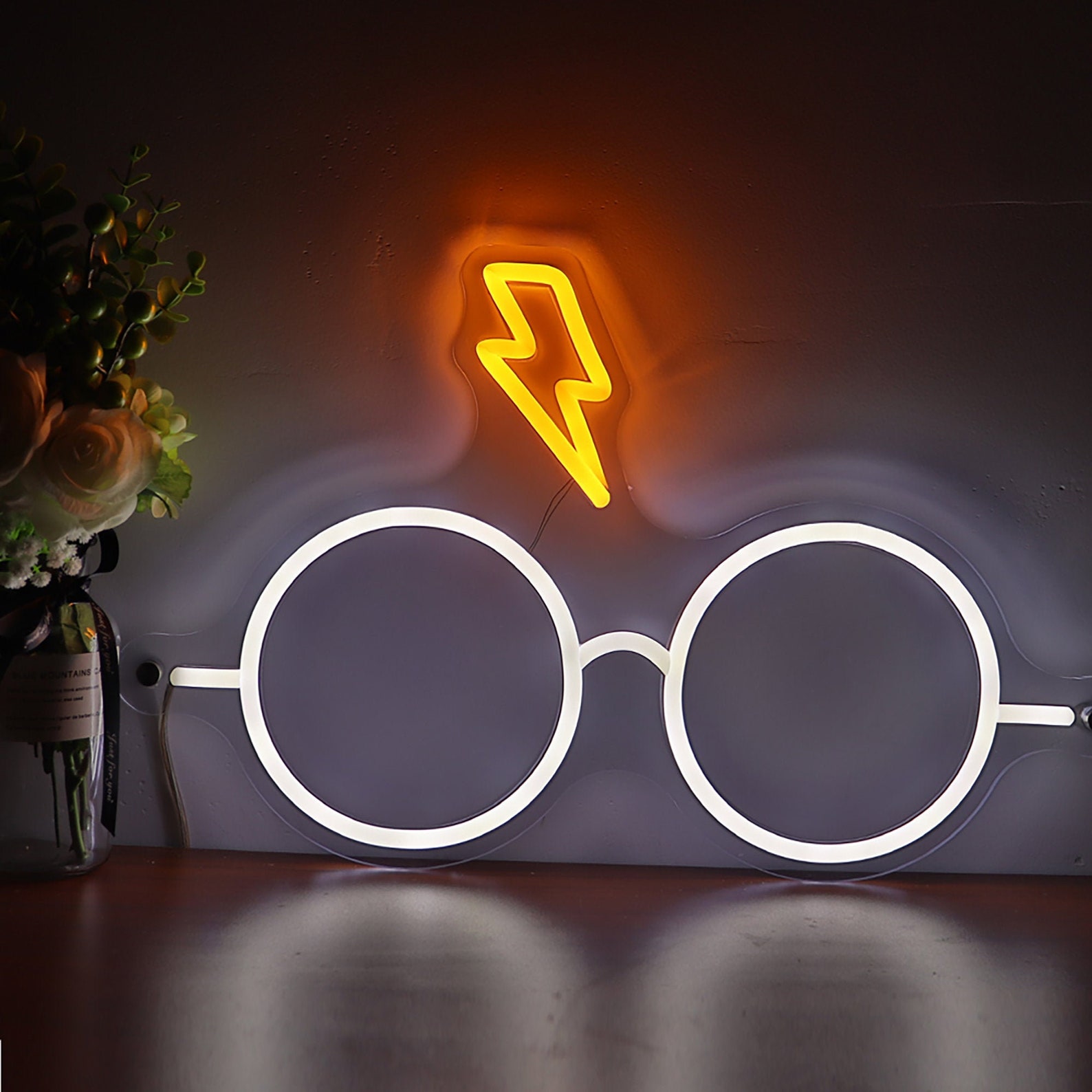 Harry Potter Neon Glasses Neon Sign Hogwarts Neon Neon Sign | Etsy