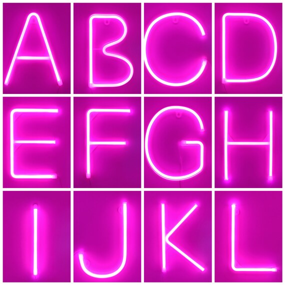 LED Neon Alphabets Numbers Letters NEON Pink Kids Room Wall Neon