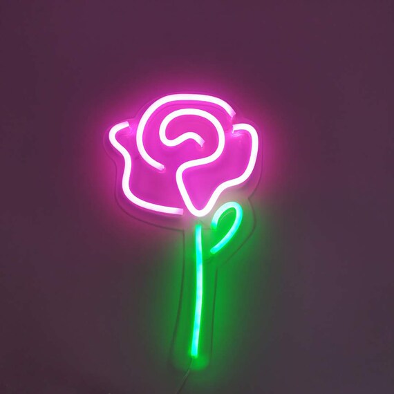 Rose Neon Light Wall Neon Rose Néon lumière murale Lumières Etsy