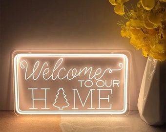 Neon Name Plate Sign, Welcome Home Sign, Door Name Plate sign, House welcome neon sign, Neon Welcome sign, LED name plate for home