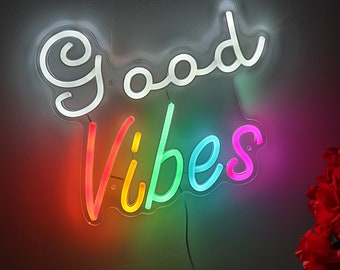 Good vibes neon sign, Neon light good vibes sign, Wall decor good vibes neon sign, home decor neon signs good vibes, Customised neon sign