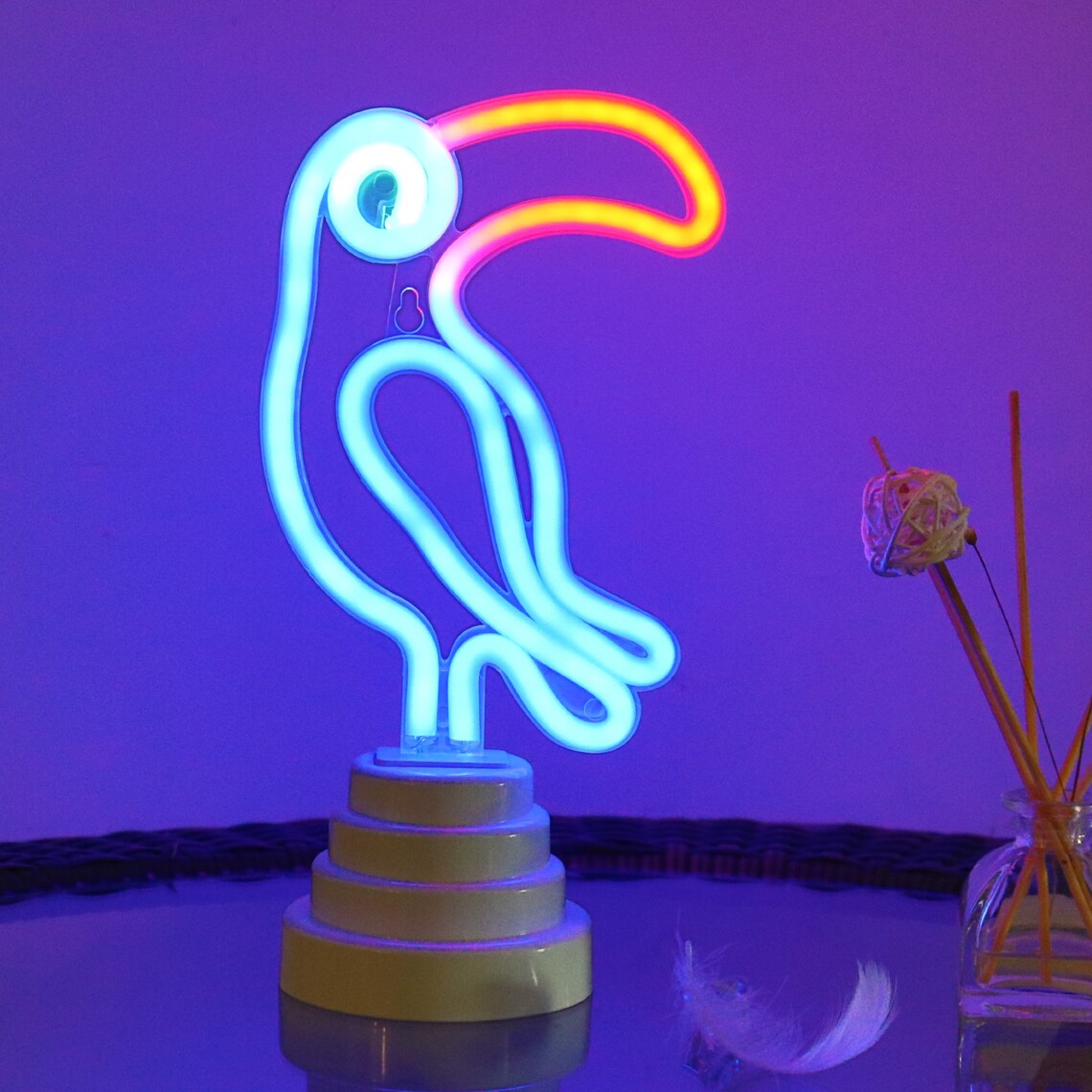 Table Neon Lights Home Office Decor Office table Decor Etsy