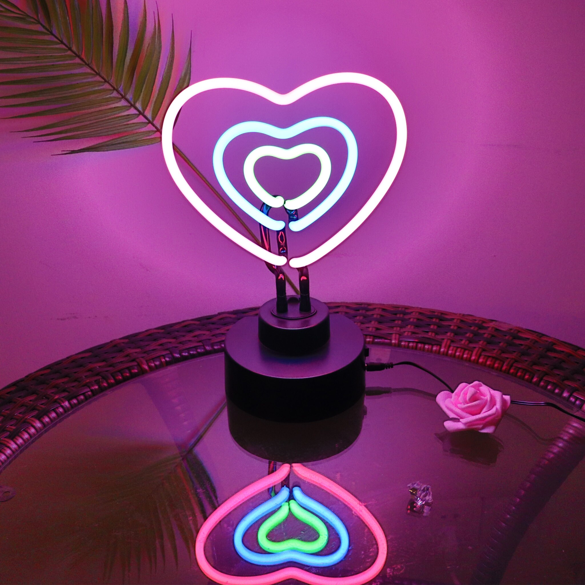 Glass Neon Table Light Wedding Gifts Party room Decoration Etsy