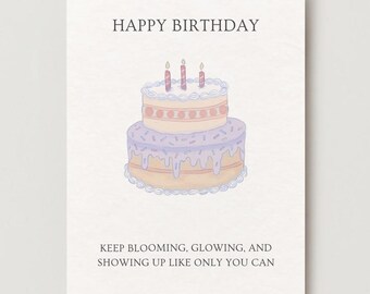 Tarjeta de cumpleaños digital para niñas: Tarjeta de feliz cumpleaños con un dulce mensaje.