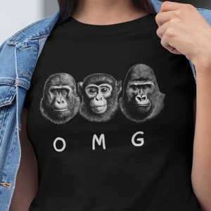 Orangutan Monkey Gorilla Shirt Primate Shirt Zookeeper Gift Primate Retro Illustration Ape Conservation Shirt Unisex T-Shirt