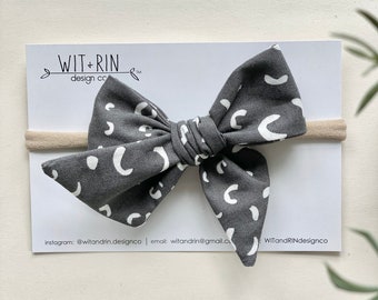 Bow Headband // Grey Funky Animal Print (Pinwheel)