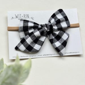 Bow Headband // Black and White Gingham