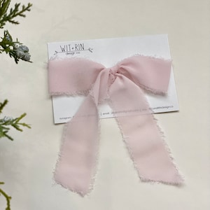 Bow Clip // Raw Edge Ribbon in Pale Baby Pink