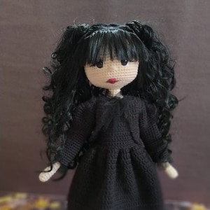 Crochet Nadja doll for sale, Crocheted Victorian Gothic doll , Amigurumi vampire inspired doll,Handmade Spooky doll for sale,