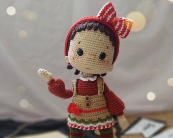 Crochet gingerbread doll for sale, Christmass gift idea, Granddaughter gift, Amigurumi finished doll, Birthday gift for her, Handmade doll