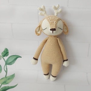 Christmas gift  crochet Stuffed deer plushie , Amigurumi finished deer, Handmade Babyshower gift box, Baby&#39;s first toy Sleeping Buddy