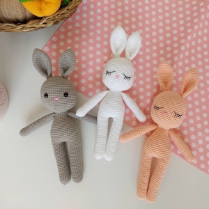 Easter gift natural Crochet bunny rabbit, Amigurumi stuffed bunny, Handmade animal plush babyshower gift, Pregnancy gift, Unisex Baby gift