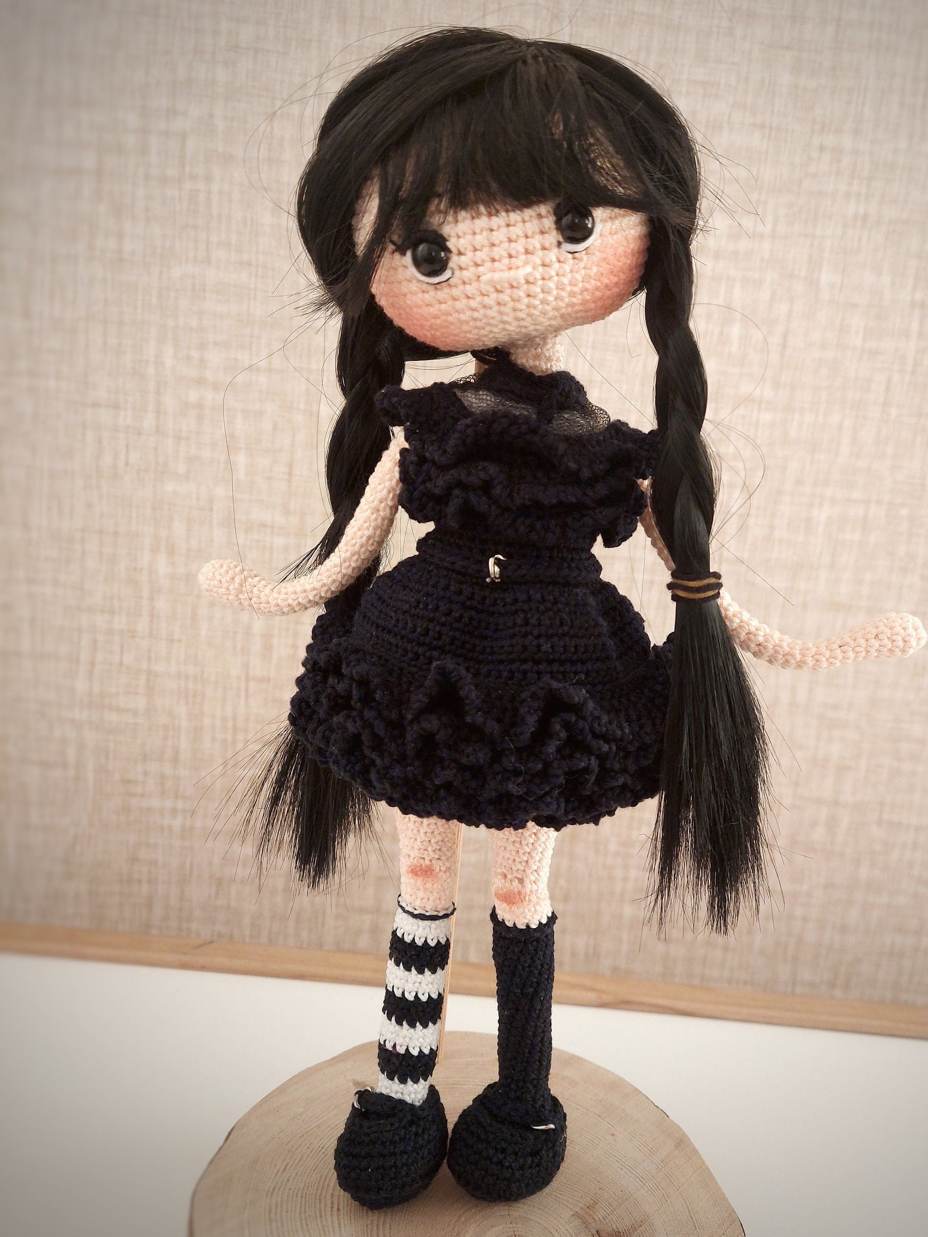 Witch doll for sale, Amigurumi finished Wednesday inspired doll, Crochet doll for sale, Granddaughter gift idea, Handmade stuffed doll