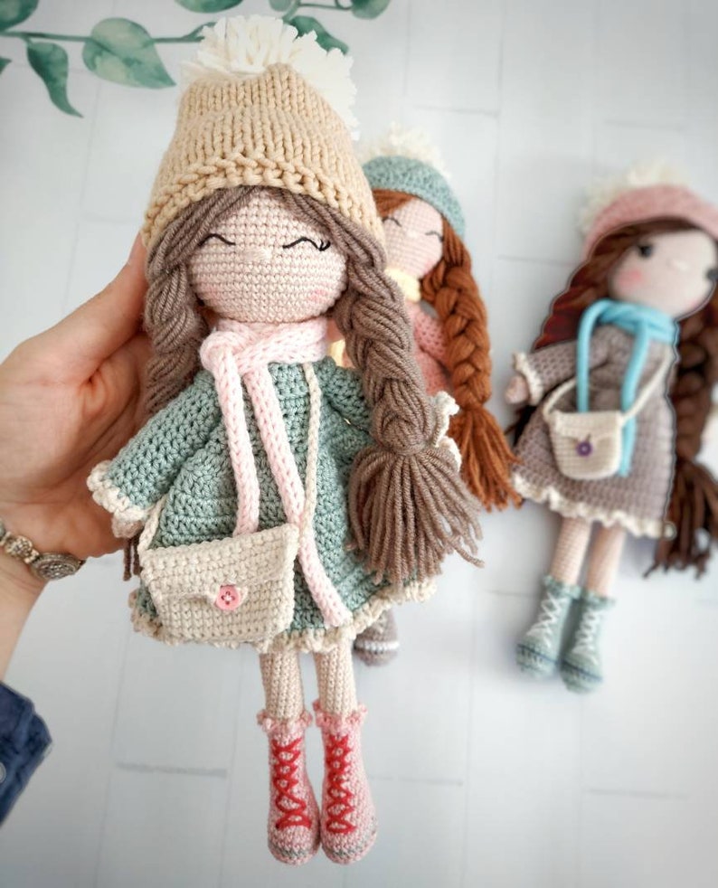 Crochet doll for sale, Granddaughter gift idea, Amigurumi finished doll in clothes, Birthday gift Snowflake doll, Babyshower gift, image 4