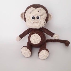 Crochet Monkey Plushie , Amigurumi finished Monkey, Birthday Gift for grandson, Story friend for kids, Babyshower gift, Easter gift monkey 画像 2