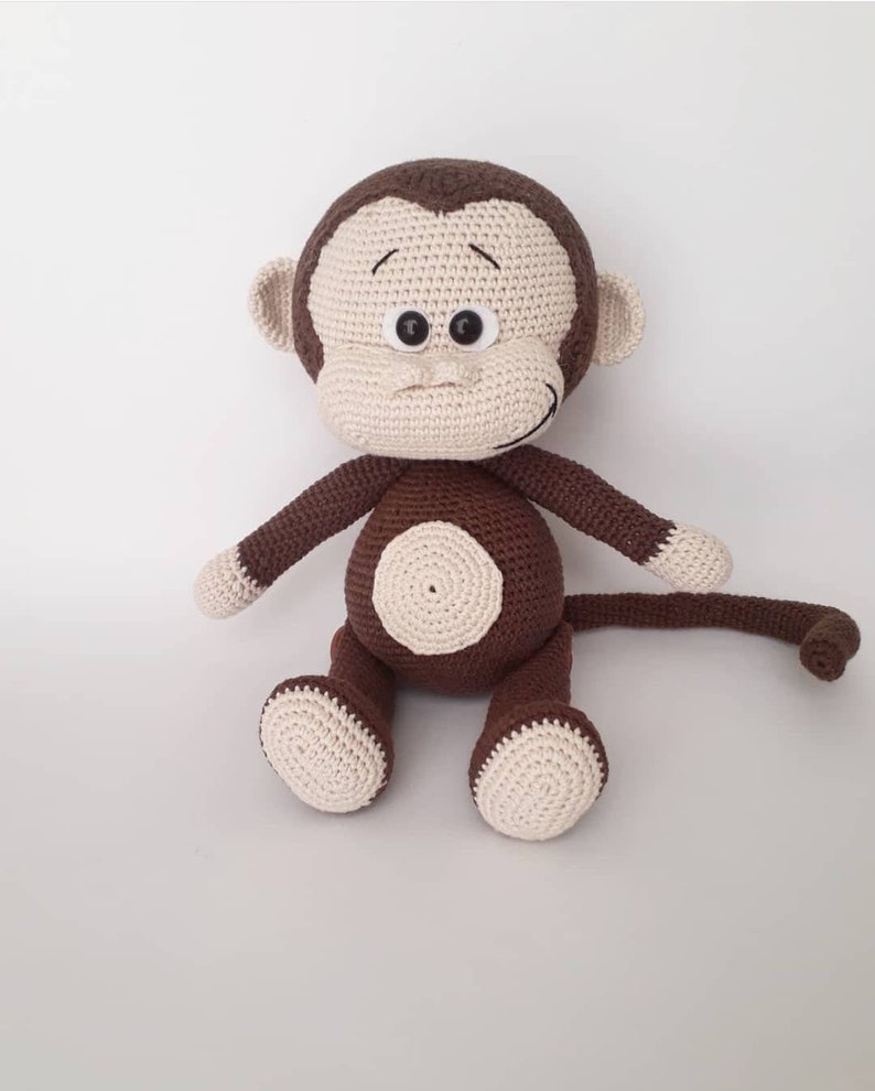 Crochet Monkey Plushie , Amigurumi finished Monkey, Birthday Gift for grandson, Story friend for kids, Babyshower gift, Easter gift monkey 画像 2