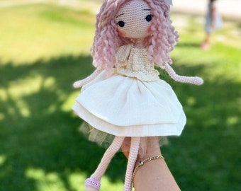 Crochet Princess doll for sale, Handmade Bride doll, Amigurumi finished doll, Granddaughter gift, Wire stuructured doll, Birthday gift doll