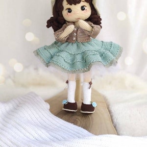 Granddaughter gift doll for sale, Amigurumi finished doll, Handmade doll in dress, Best friend Crochet doll, Babyshower gift, Natural doll