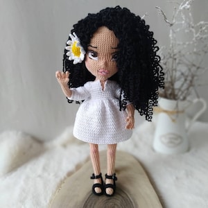 Crochet bride doll for sale, Mexican doll , Amigurumi finished doll, Granddaughter gift, Crochet black doll, Handmade Bride gift idea,