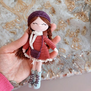 Crochet miniature doll for sale, Collectibe doll , Mother&#39;s day gift idea, Granddaughter gift idea, Amigurumi finished doll in clothes,