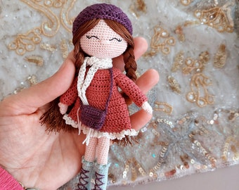 Crochet miniature doll for sale, Collectibe doll , Mother's day gift idea, Granddaughter gift idea, Amigurumi finished doll in clothes,