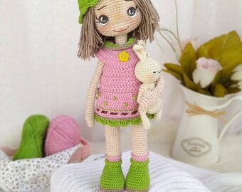Muñeca de ganchillo coleccionable en venta, regalo para nieta, muñeca hecha a mano, muñeca amigurumi terminada, caja de regalo para baby shower, muñeca princesa en venta