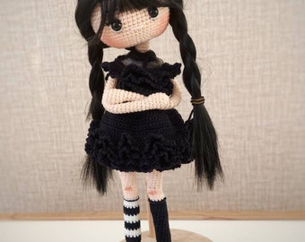 Crochet doll for sale, Crochet black witch Amigurumi finished doll,  Granddaughter gift, Handmade Birthday gift,