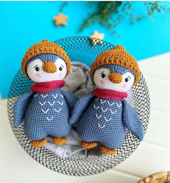 First christmas gift stuffed penguin toy, Babyshower gift Amigurumi penguin plushie, Crochet finished Penguin, Handmade Baby gift