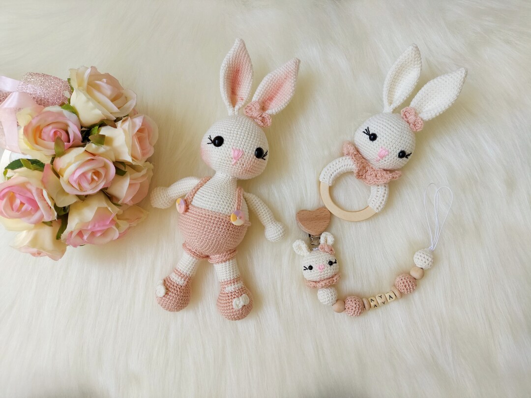 Personalizable Bunny Pacifier Chain, First Christmas Gift