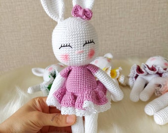 Plushed ballerina bunny, Crochet bunny rabbit, Christmas gift plushed bunny, Amigurumi babyshower gift box ,Handmade Baby girl gift