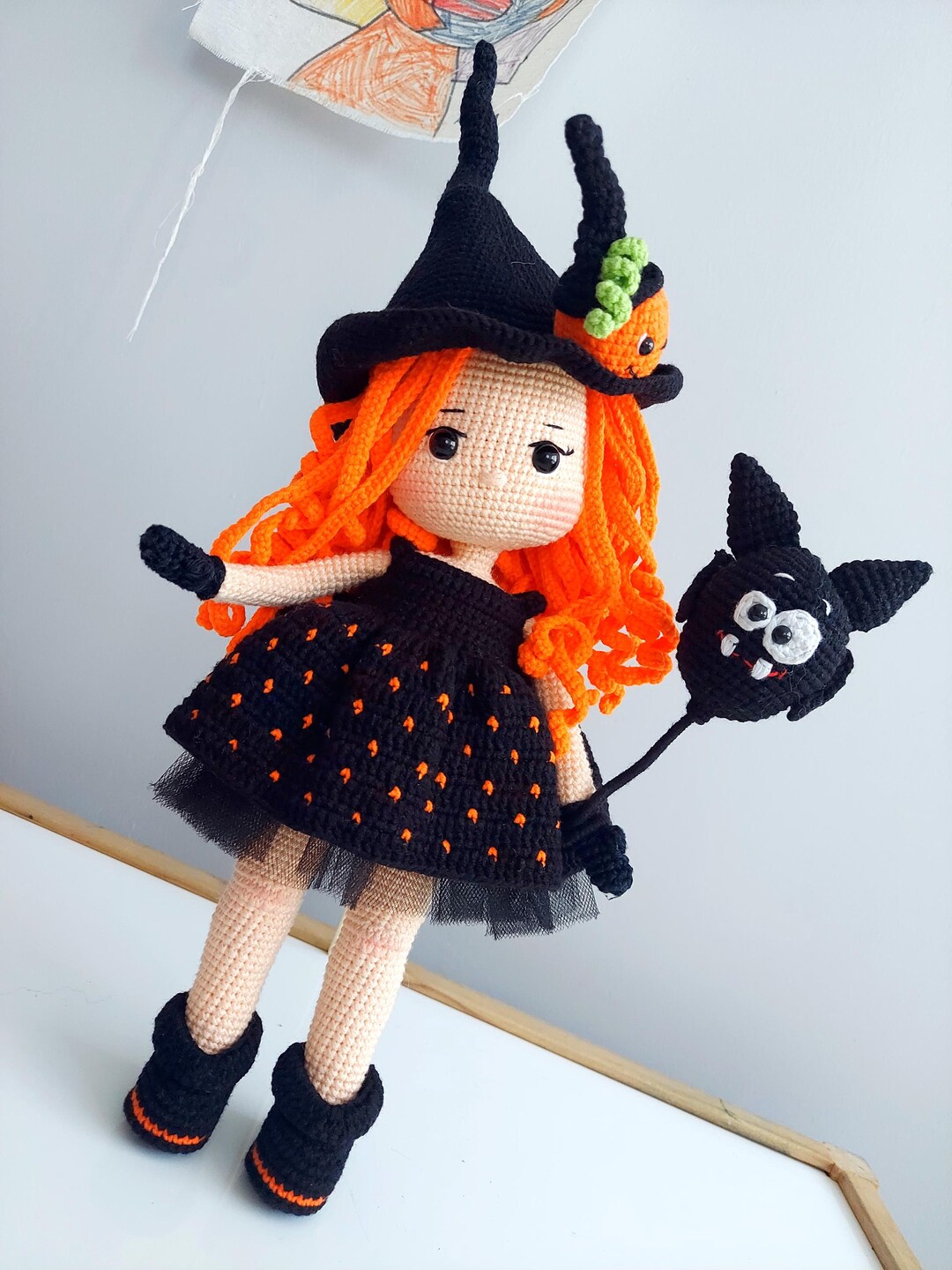 Crochet Witch Doll for Sale, Handmade Halloween Gift, Amigurumi Finished Witch Doll ...