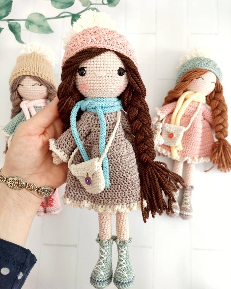 Crochet doll for sale, Granddaughter gift idea, Amigurumi finished doll in clothes, Birthday gift Snowflake doll, Babyshower gift, image 7