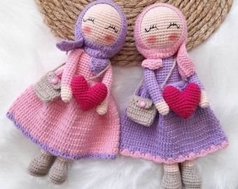 Islamisches Geschenk, Muslim Hijabi zum Verkauf, Amigurumi fertige Muslimische Puppe, Häkeln gefüllte Puppe Geschenk für Kinder, Muslimische Geschenkidee,