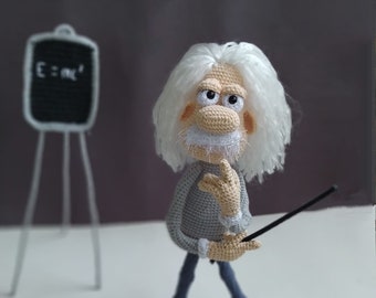 Boneco Einstein para venda, Boneco Albert Einstein de crochê, Presente de dia dos pais, Presente feito à mão para o pai, Presente para neto, Presente de ciência para ele