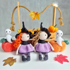 Crochet witch doll for sale, Halloween Spooky gift, Amigurumi witch doll, Crochet ghost plushie, Granddaughter Gift, Crochet witch doll,