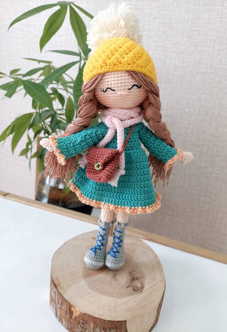 Crochet doll for sale, Granddaughter gift idea, Amigurumi finished doll in clothes, Birthday gift Snowflake doll, Babyshower gift, image 10