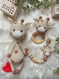 Crochet giraffe pacifier chain set, Amigurumi Personizable dummy clip, Newborn gift idea, Handmade Babyshower gift, Granddaughter gift, product logo