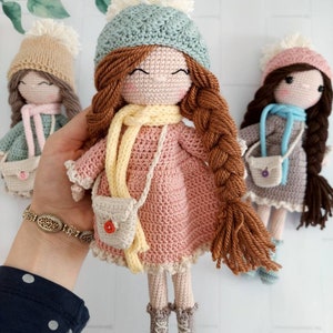 Crochet doll for sale, Granddaughter gift idea, Amigurumi finished doll in clothes, Birthday gift Snowflake doll, Babyshower gift, image 2