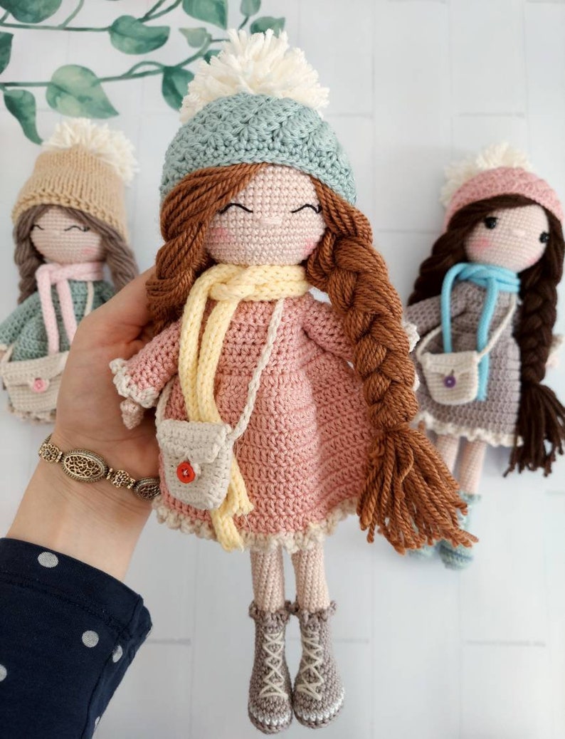 Crochet doll for sale, Granddaughter gift idea, Amigurumi finished doll in clothes, Birthday gift Snowflake doll, Babyshower gift, image 2