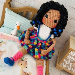 Crochet Afro american doll for sale, Handmade black doll, Granddaughter gift, Amigurumi finished doll for sale, Birthday gift, Easter gift