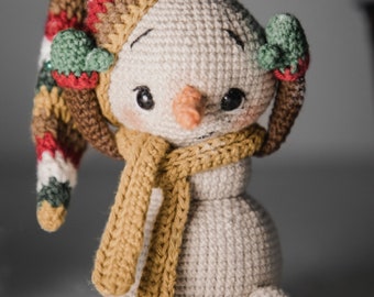 Christmas gift Crochet snowman, Amigurumi stuffed snowman, First christmas gift, Granddaughter gift idea, Babyshower gift box