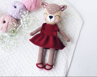 Cadeau de Noël poupée de cerf au Crochet, jouet de cerf en peluche de cadeau d'anniversaire, poupée de cerf fini Amigurumi, renne en peluche de cadeau de petite-fille