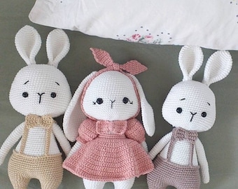 Easter bunny plushie , Babyshower gift stuffed rabbit, Amigurumi finished bunny, Unisex newborn gift box  Granddaughter gift