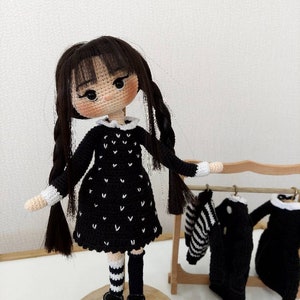 Crochet doll for sale, Handmade finished doll, Amigurumi finished Witch doll, Granddaughter gift, Wednesday stuffed doll