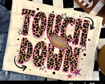 Touchdown leopard, pink, game day, sports mama, sports mom, sports,  png