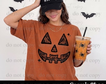 Lace Pumpkin Face png, Halloween, single color, digital file, witchy, Spooky Season